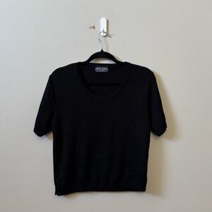 Dylani Knitwear short sleeve black knit crewneck top